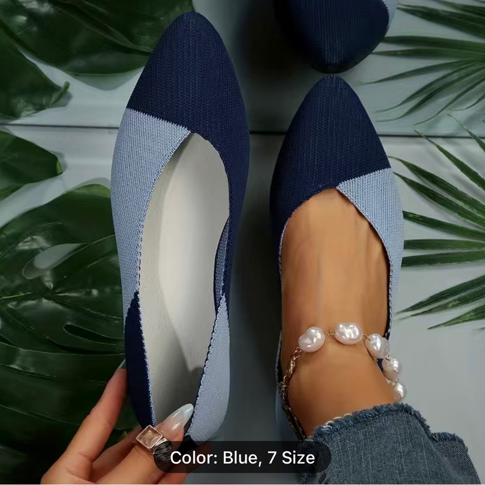 New blue colorblock pointy pointed toe shoes flats